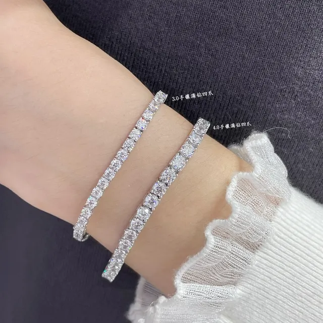 Silver-Tone Full-Pavé Four-Prong Multi-Row Bangle Bracelet 9