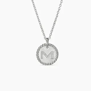 Collar de disco inicial M con borde de cuerda en tono plateado