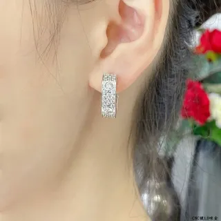 Brincos de prata transparentes com bisagra em aro pavé-set de pedras