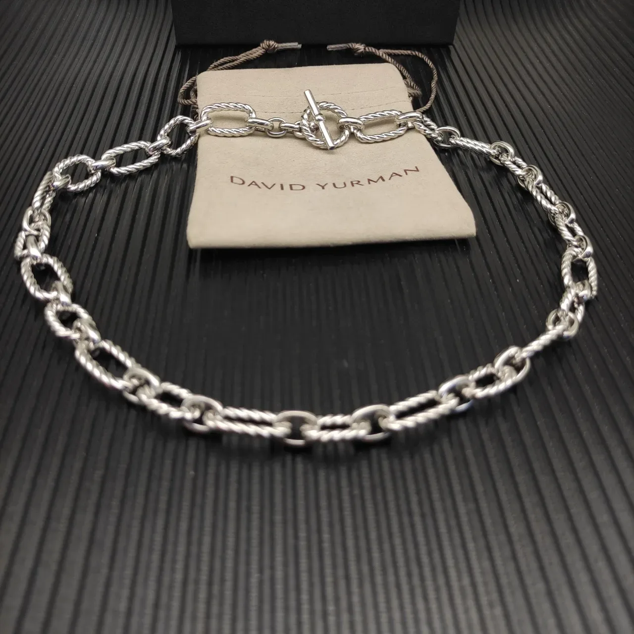 Silver Twisted Rope-Link Toggle Clasp Bracelet 6