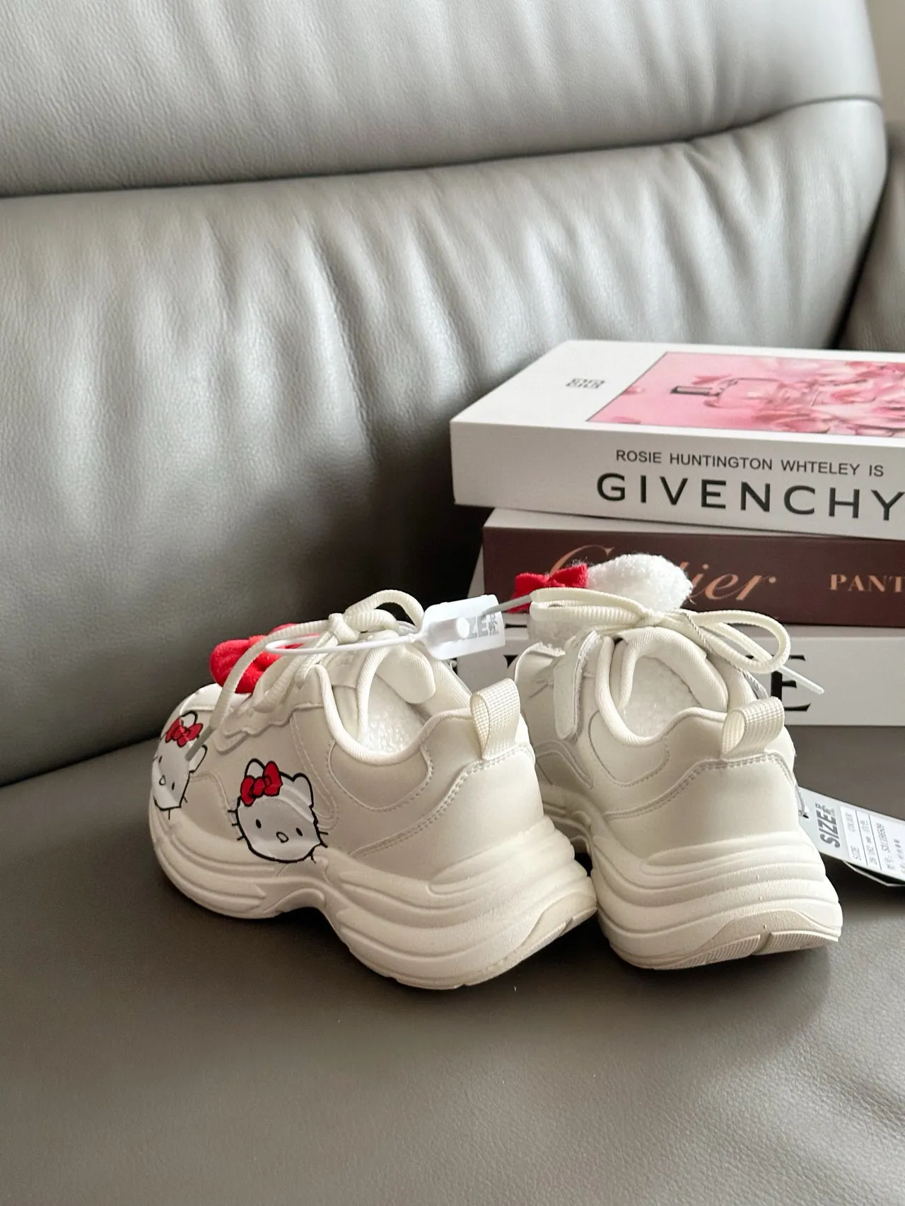 SIZE White Red Sole Hello Kitty Face Print Chunky Sneakers 3