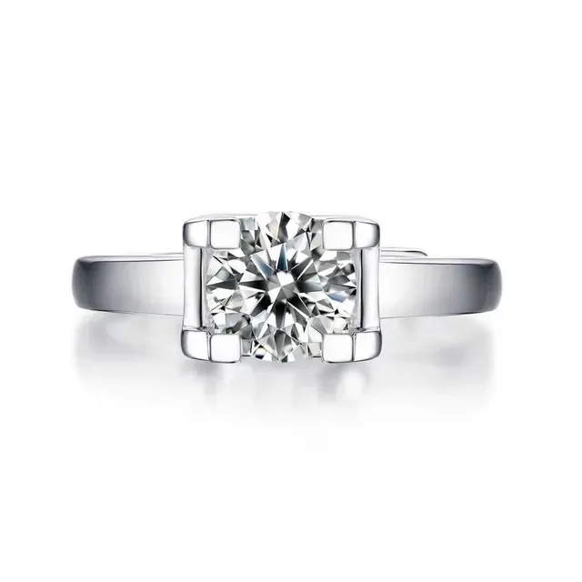 Solitaire Four-Prong Round Brilliant-Cut Stone Ring 4