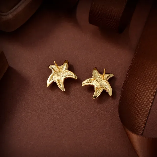 Star-Shaped Pave Crystal and Cabochon Stud Earrings 4