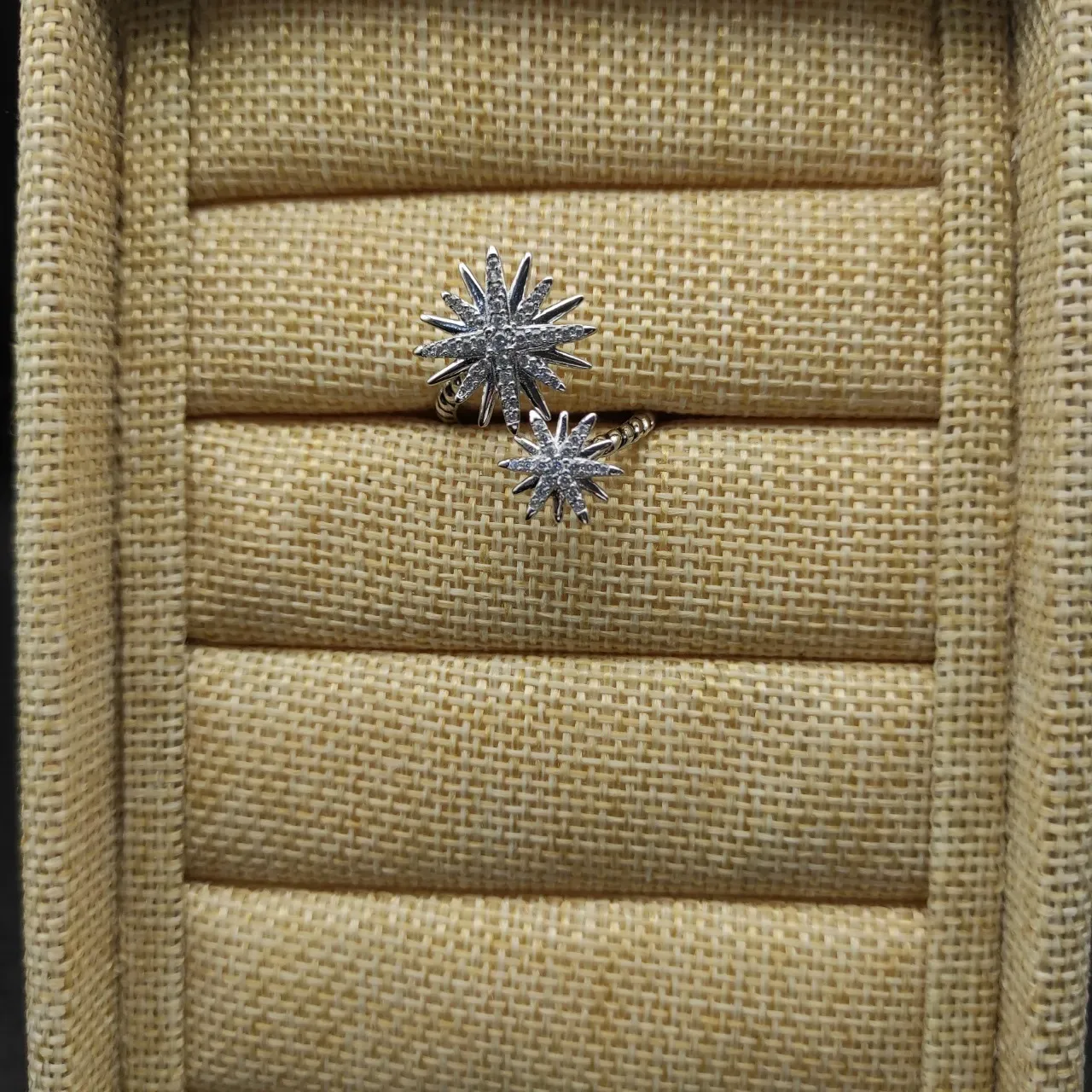 Starburst Pave Crystal Silver-Tone Open Cuff Earrings 4