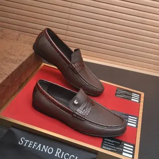 Mocasín Stefano Ricci Marrón Cuero Granulado con Correa Embossed Crocodile