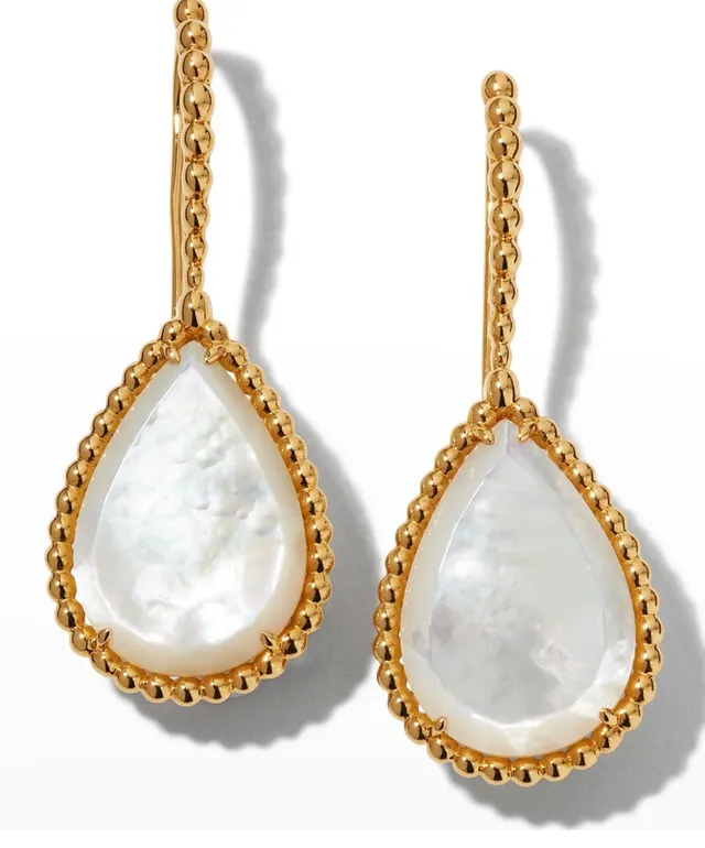 Teardrop Green Stone Gold-Tone Dangling Earrings 9