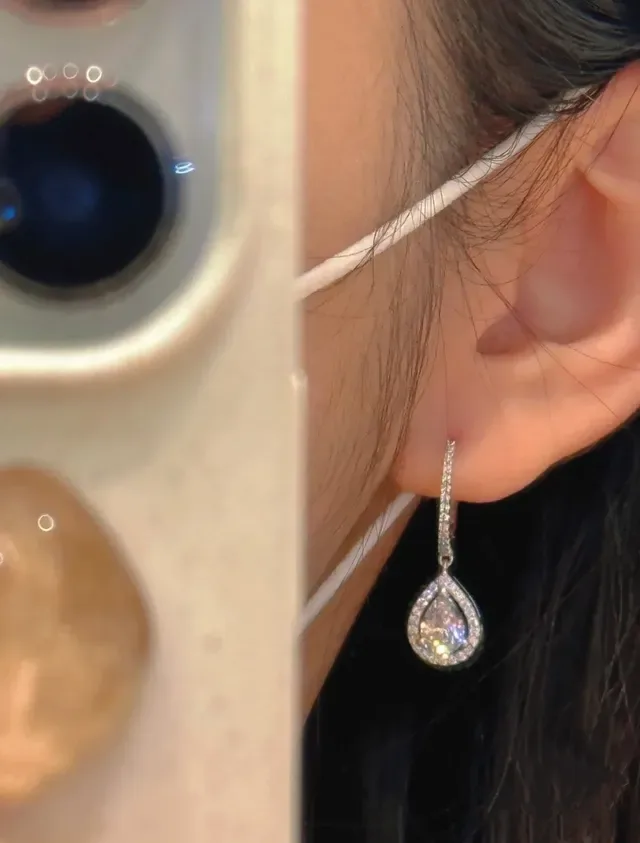 Teardrop Pavé Hoop Dangle Earrings 2