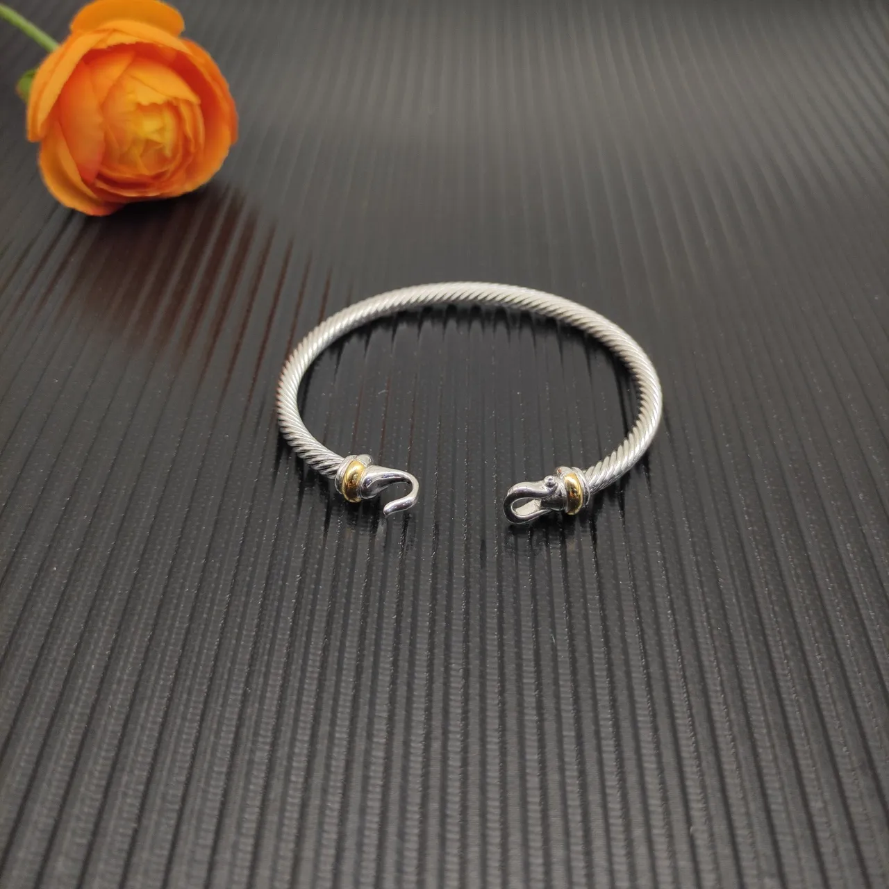 Twisted Cable Two-Tone Metal Toggle Clasp Bracelet 2
