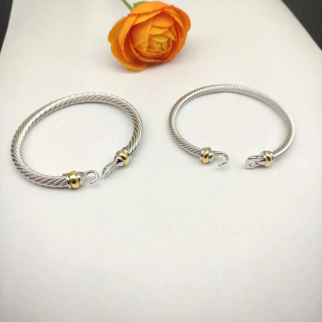 Twisted Cable Two-Tone Metal Toggle Clasp Bracelet 10