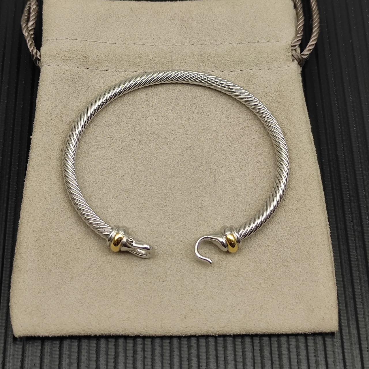Twisted Cable Two-Tone Metal Toggle Clasp Bracelet 12