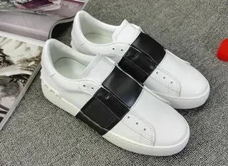 White and Black Contrast Strap Platform Slip-On Lifestyle Sneakers 2