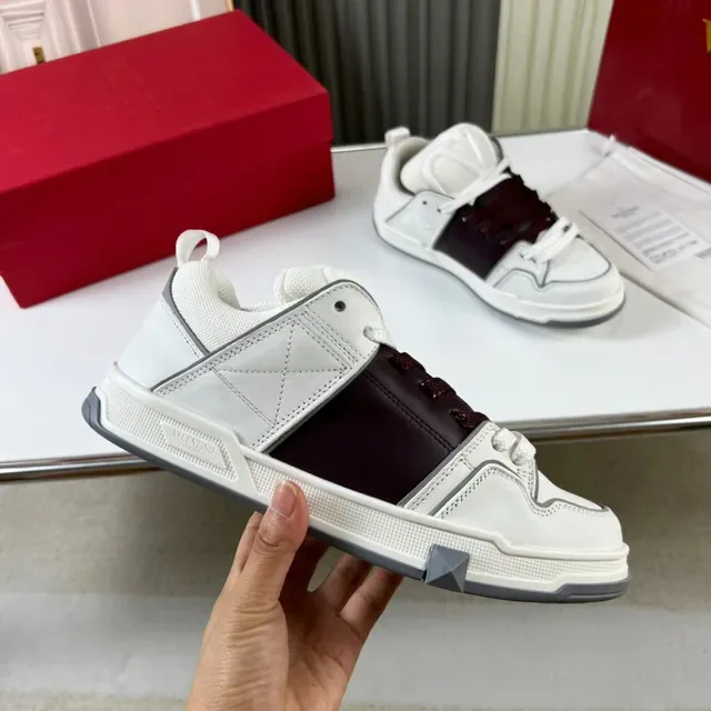 Sneakers Lifestyle Blanc et Bordeaux, Matériau Mixte, Low-Top 4
