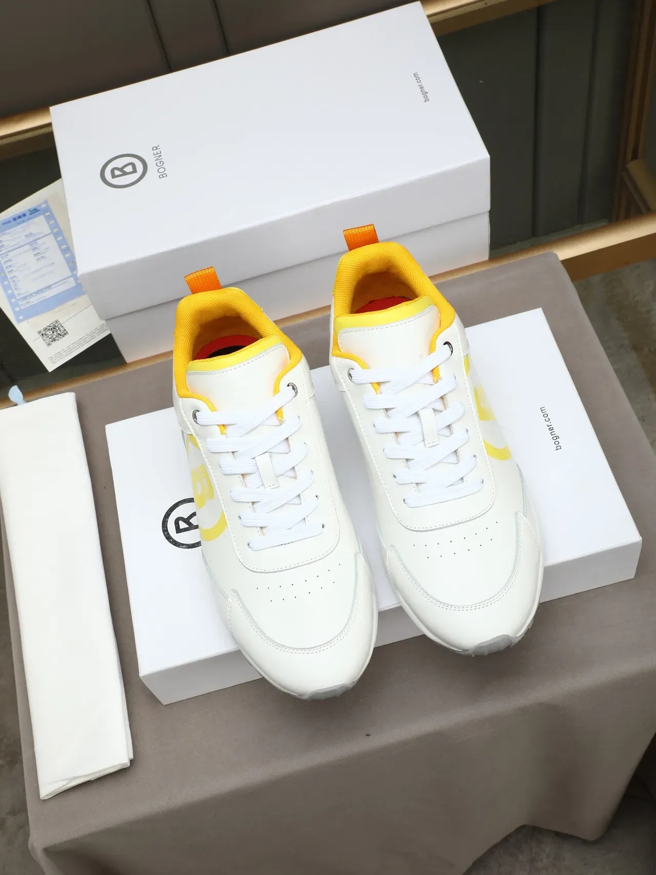 White and Yellow Monogram Lifestyle Sneaker 3