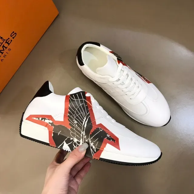 White Black Red Graphic Wing Motif Sneaker 6