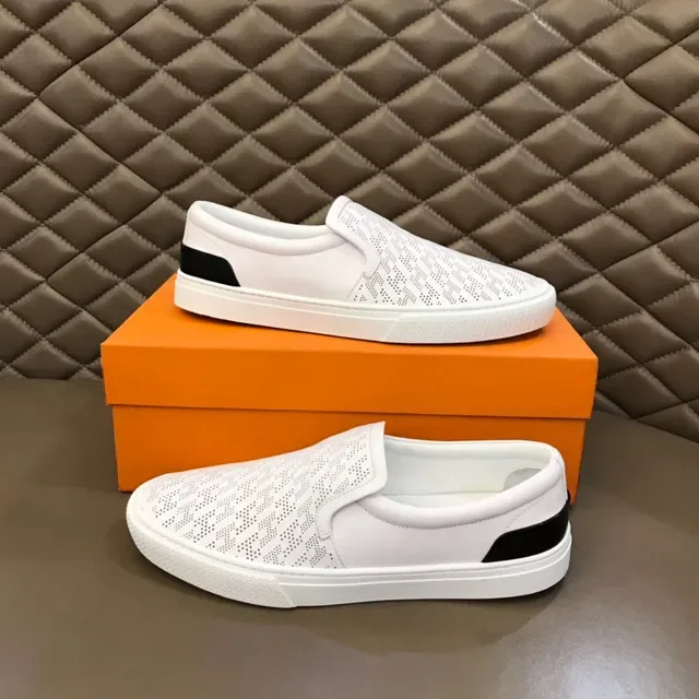 White Black Slip-On Perforated Upper Sneakers 7