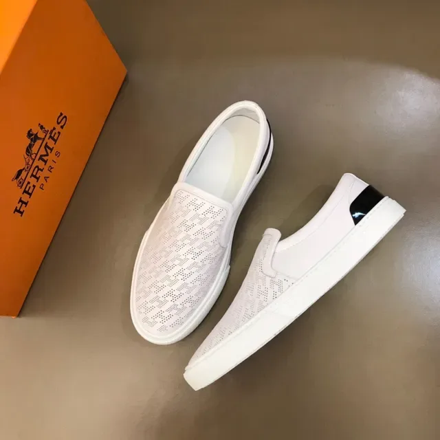White Black Slip-On Perforated Upper Sneakers 8