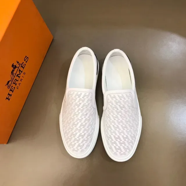 White Black Slip-On Perforated Upper Sneakers 9