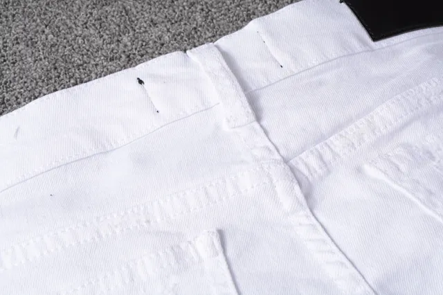 White Distressed Slim-Fit Zip-Fly Jeans 5