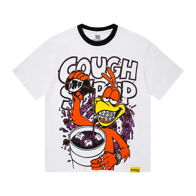 Camiseta oversized branca de gola ringer com estampa gráfica 3