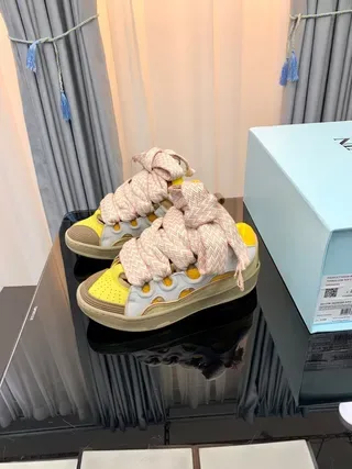 Yellow and Gray Laceless Bow Sneaker 9