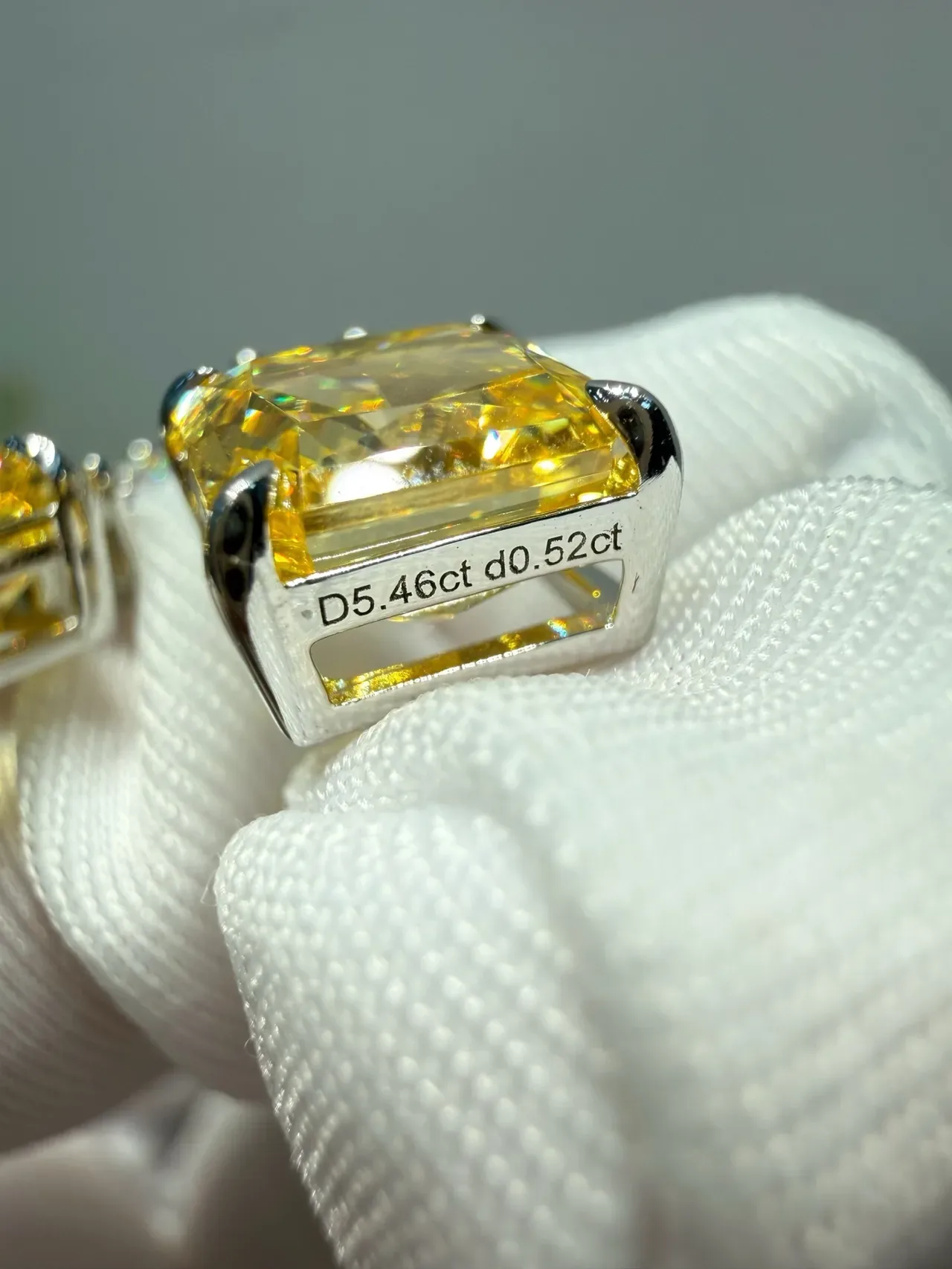 Yellow Silver Square-Cut Gemstone Dangling Drop Design Earrings 3