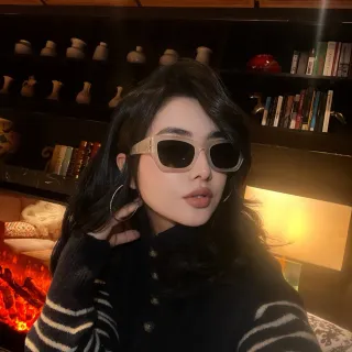 Gentle Monster Beige Black Translucent Acetate Frame Rectangular Oversized Silhouette Sunglasses