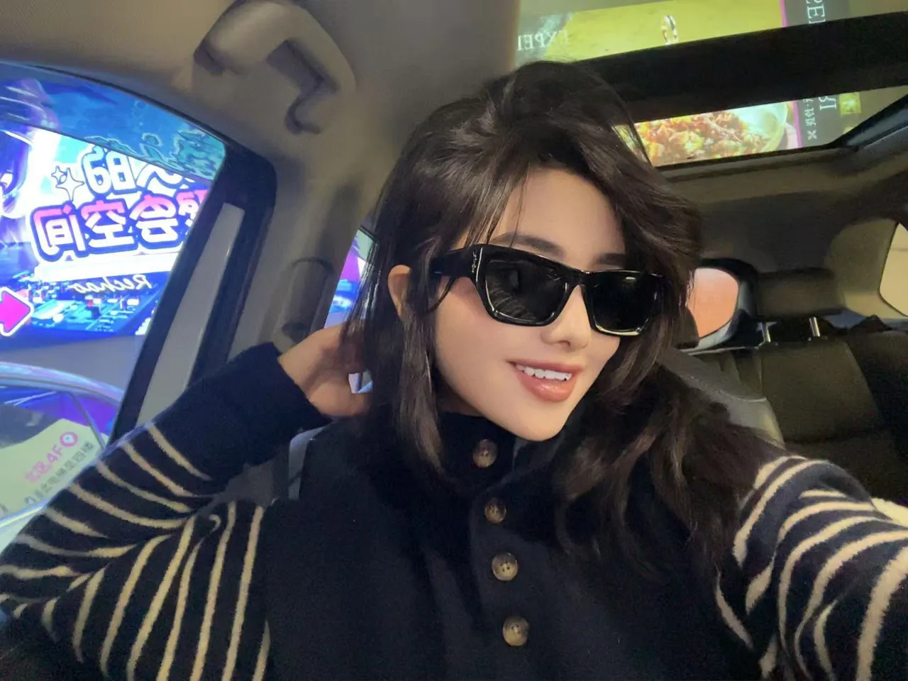Gentle Monster Beige Black Translucent Acetate Frame Rectangular Oversized Silhouette Sunglasses 6