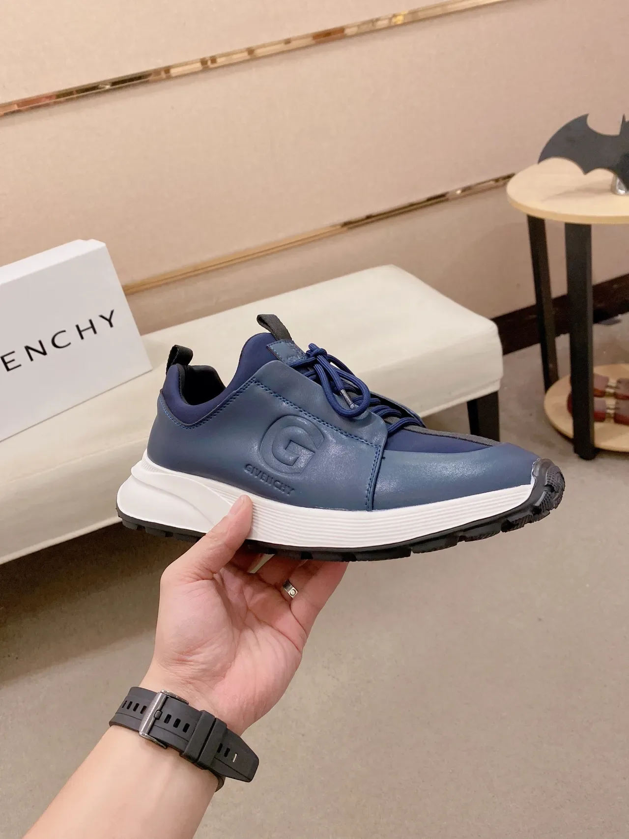Givenchy City Sport Navy Blue Leather Lifestyle Sneakers 4