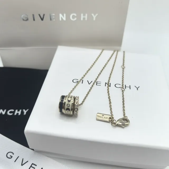 Givenchy Pandora فضي شفاف أسطواني متعدد الحلقات قلادة بافيه كريستال شريط قلادة 4
