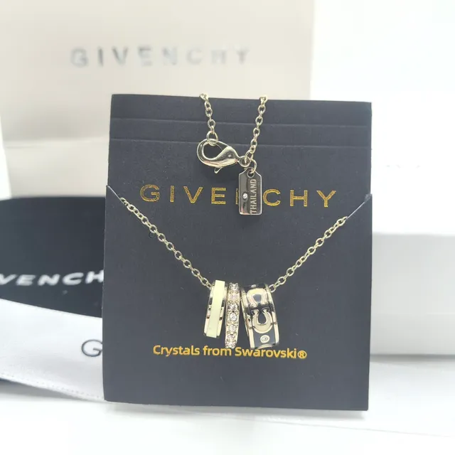 Givenchy Pandora فضي شفاف أسطواني متعدد الحلقات قلادة بافيه كريستال شريط قلادة 5