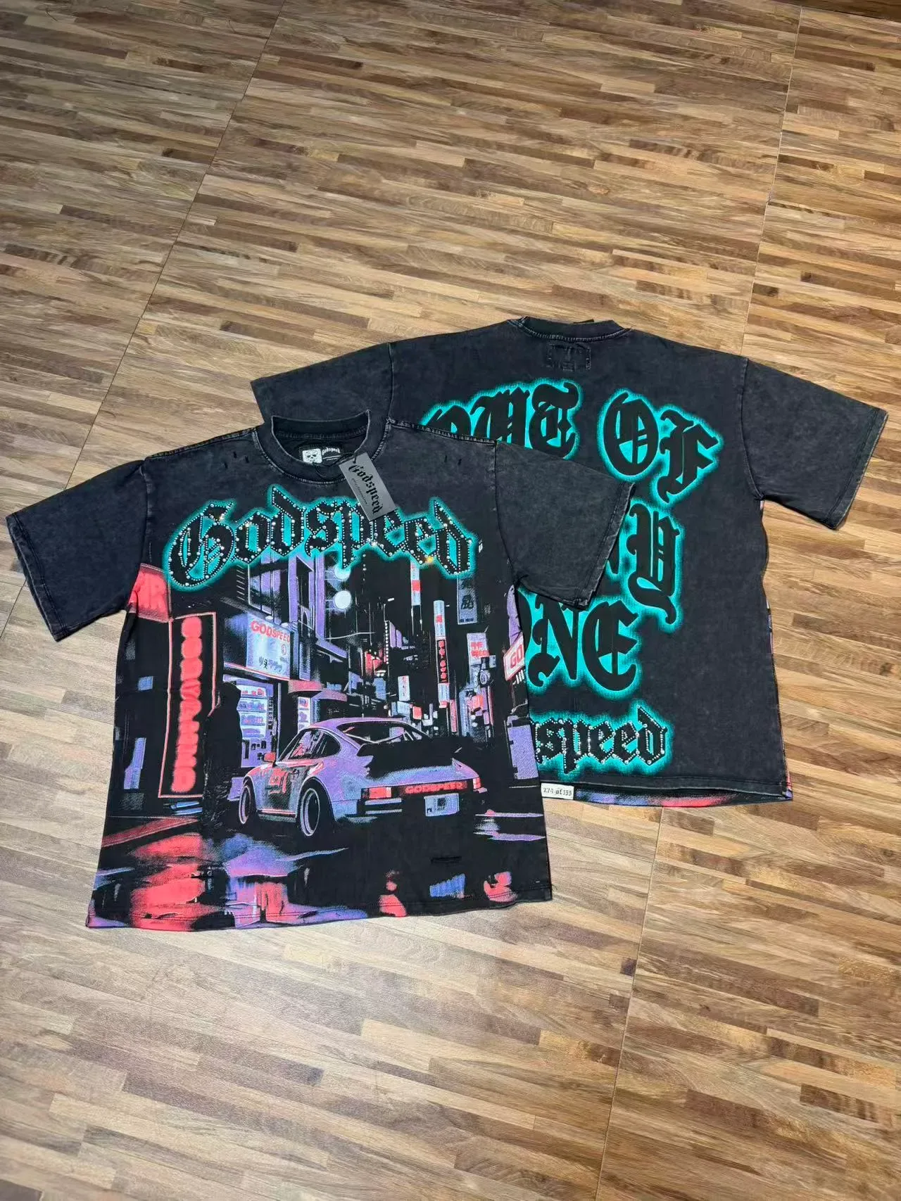 Godspeed Distressed Acid-Wash Graphic T-Shirt 2