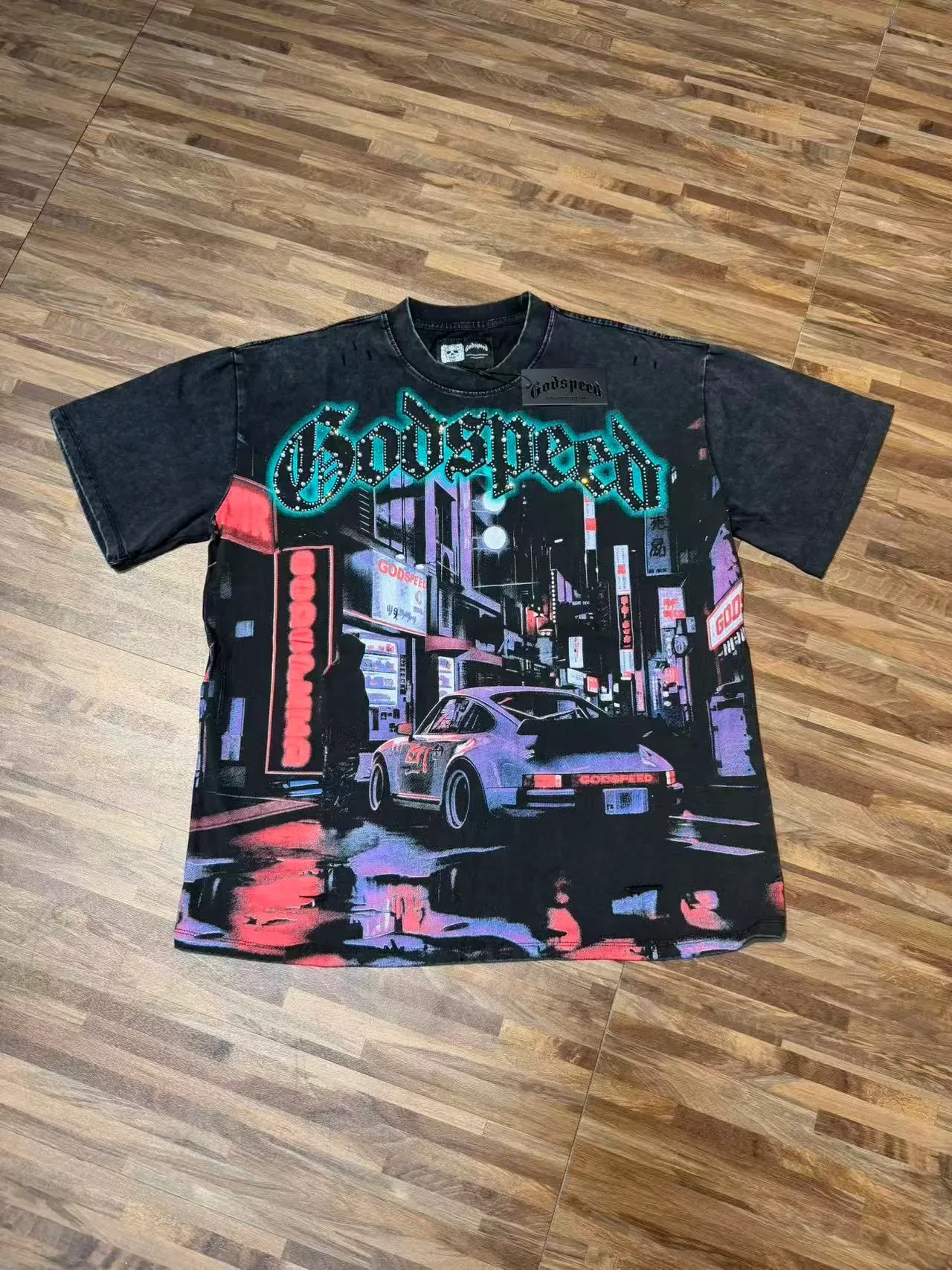 Godspeed Distressed Acid-Wash Graphic T-Shirt 3