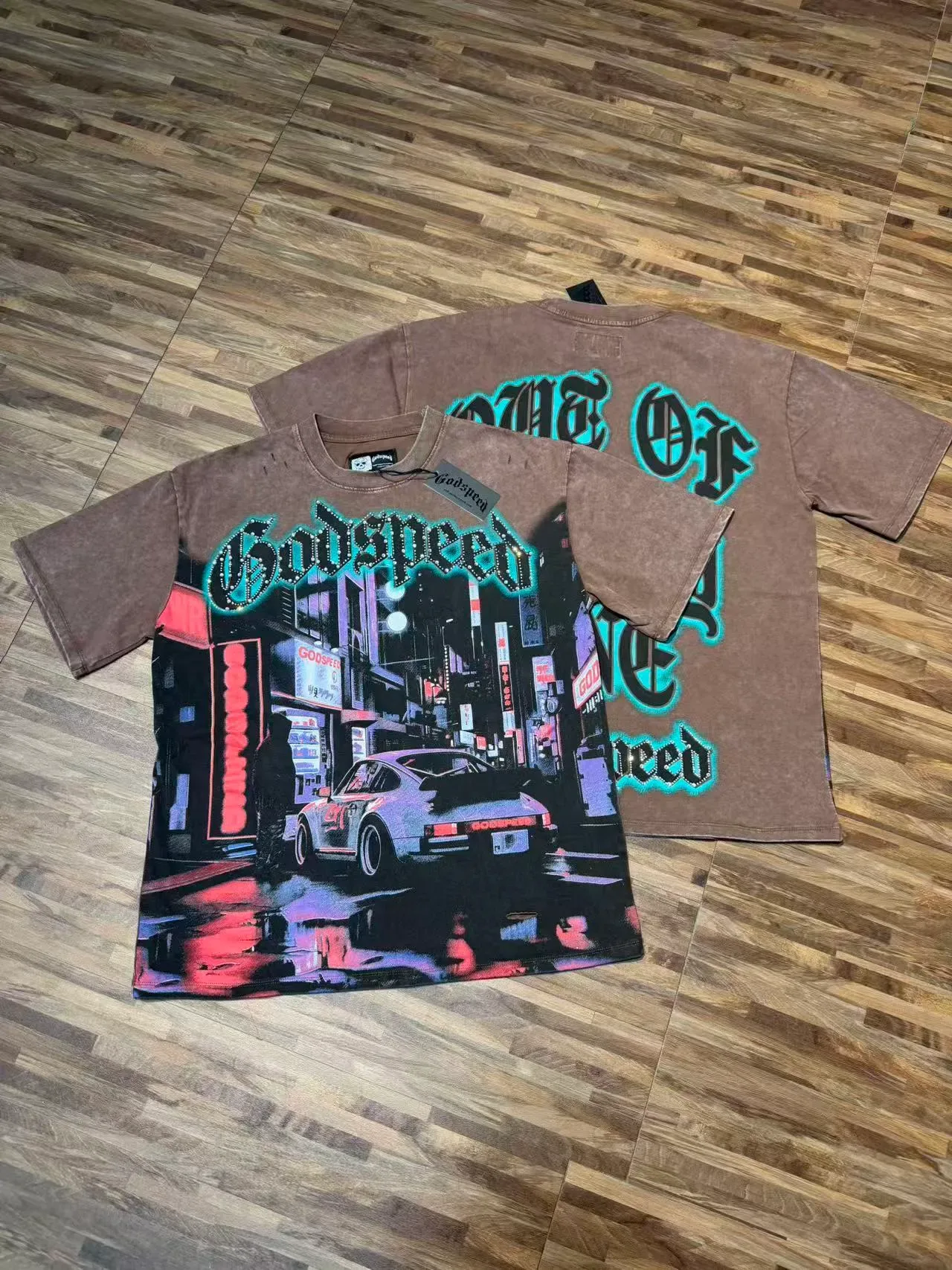 Godspeed Distressed Acid-Wash Graphic T-Shirt 5