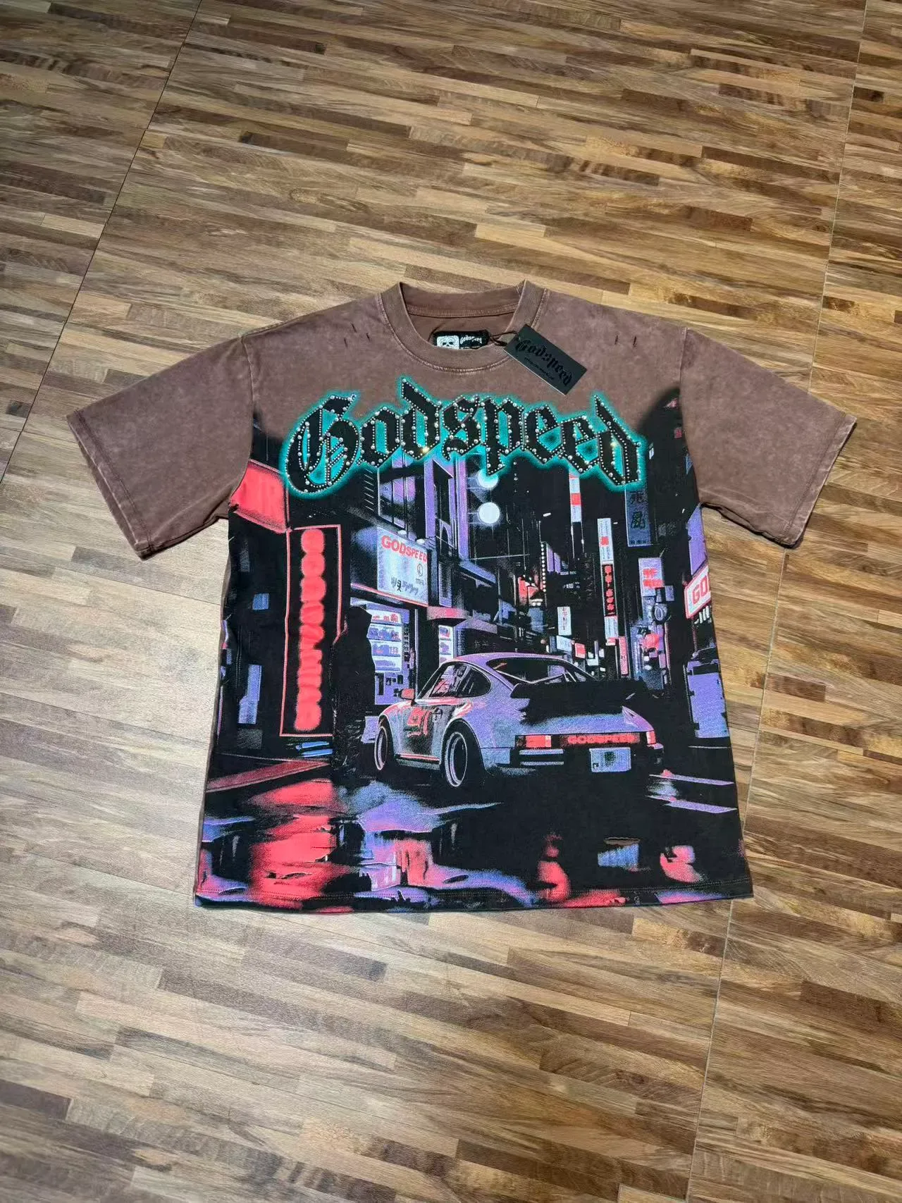 Godspeed Distressed Acid-Wash Graphic T-Shirt 6