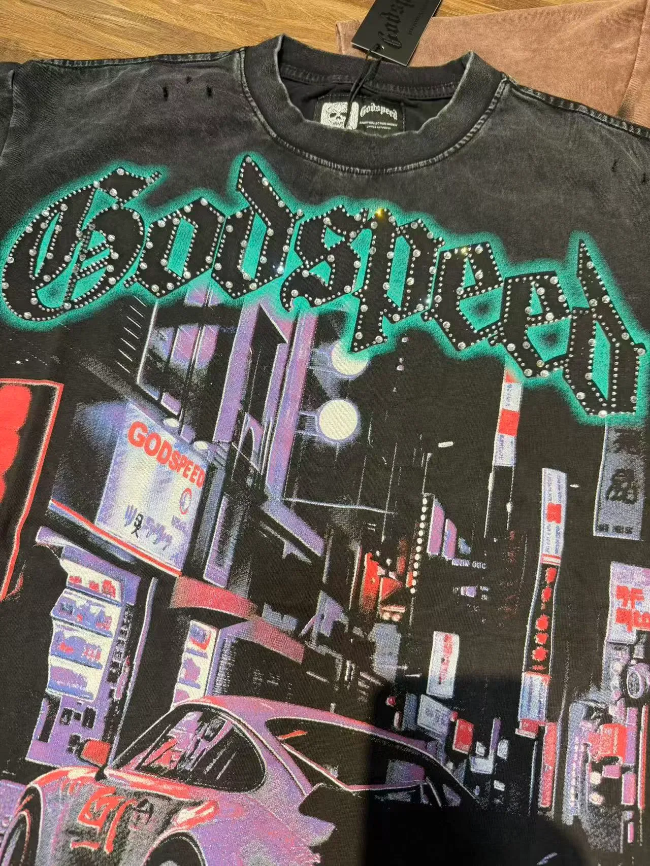 Godspeed Distressed Acid-Wash Graphic T-Shirt 8