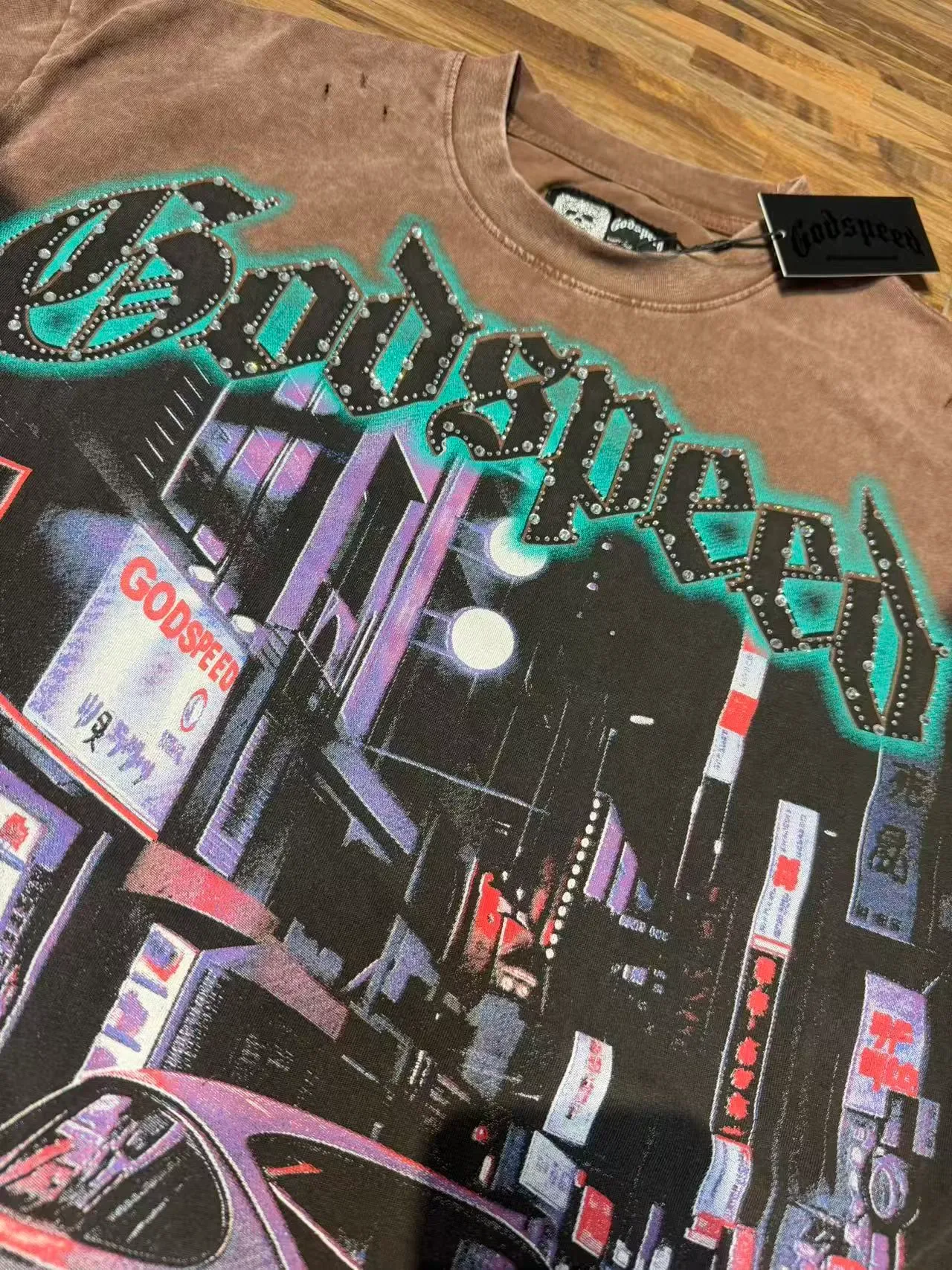Godspeed Distressed Acid-Wash Graphic T-Shirt 10