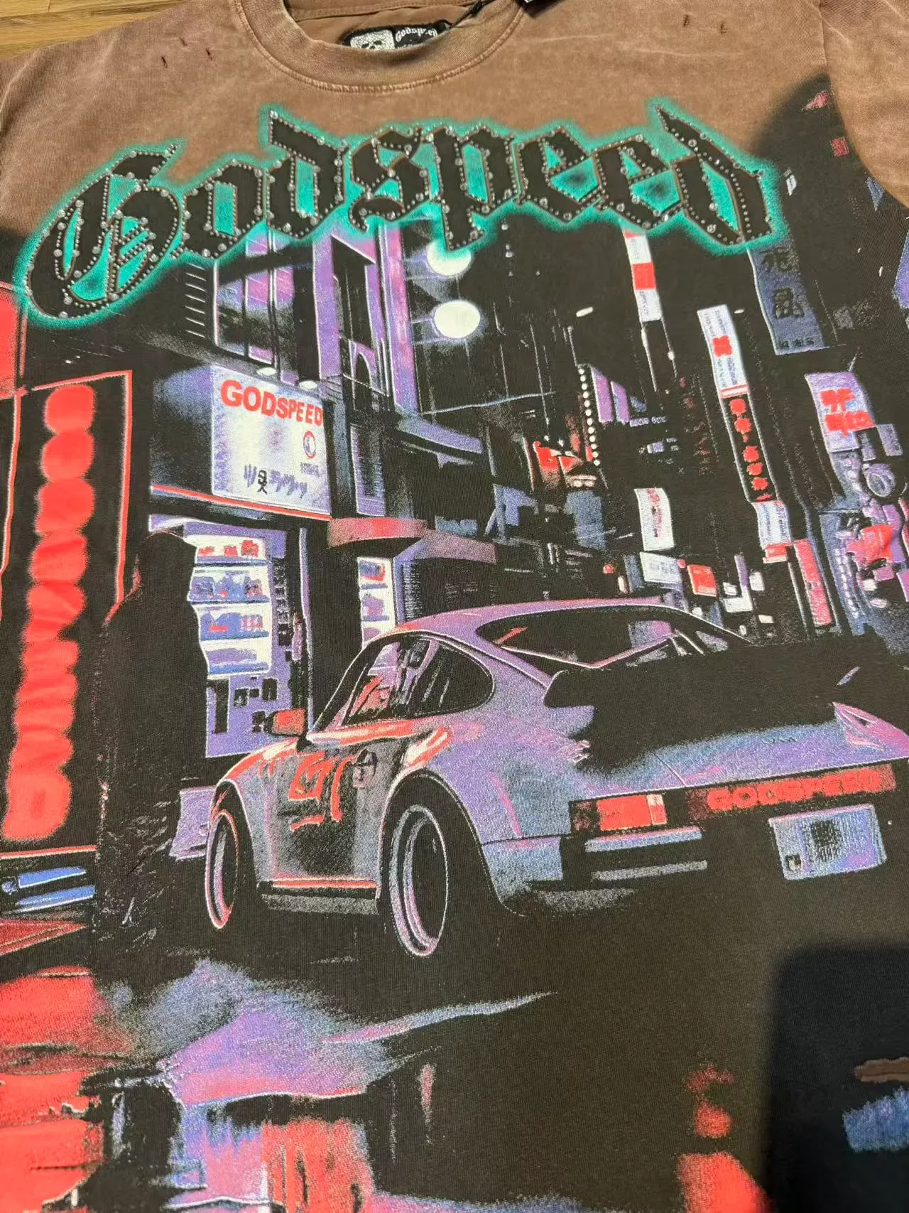 Godspeed Distressed Acid-Wash Graphic T-Shirt 11