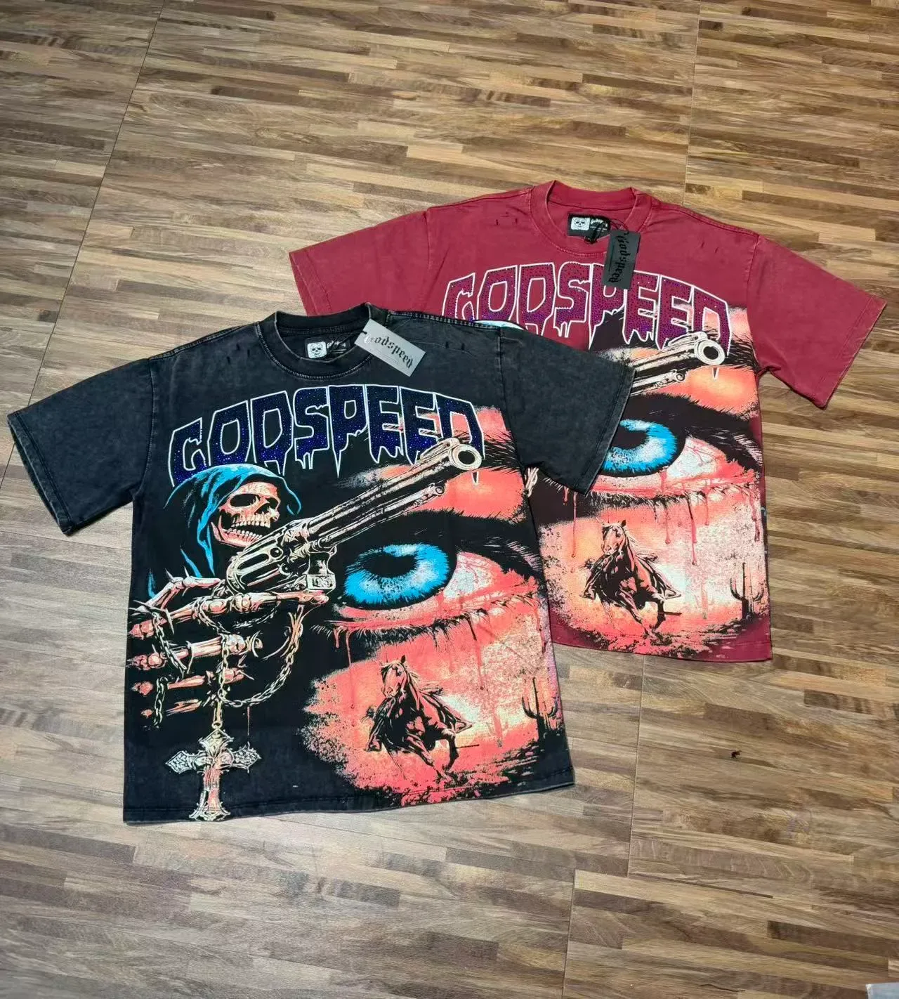 T-shirt Godspeed imprimé graphique bordeaux 2