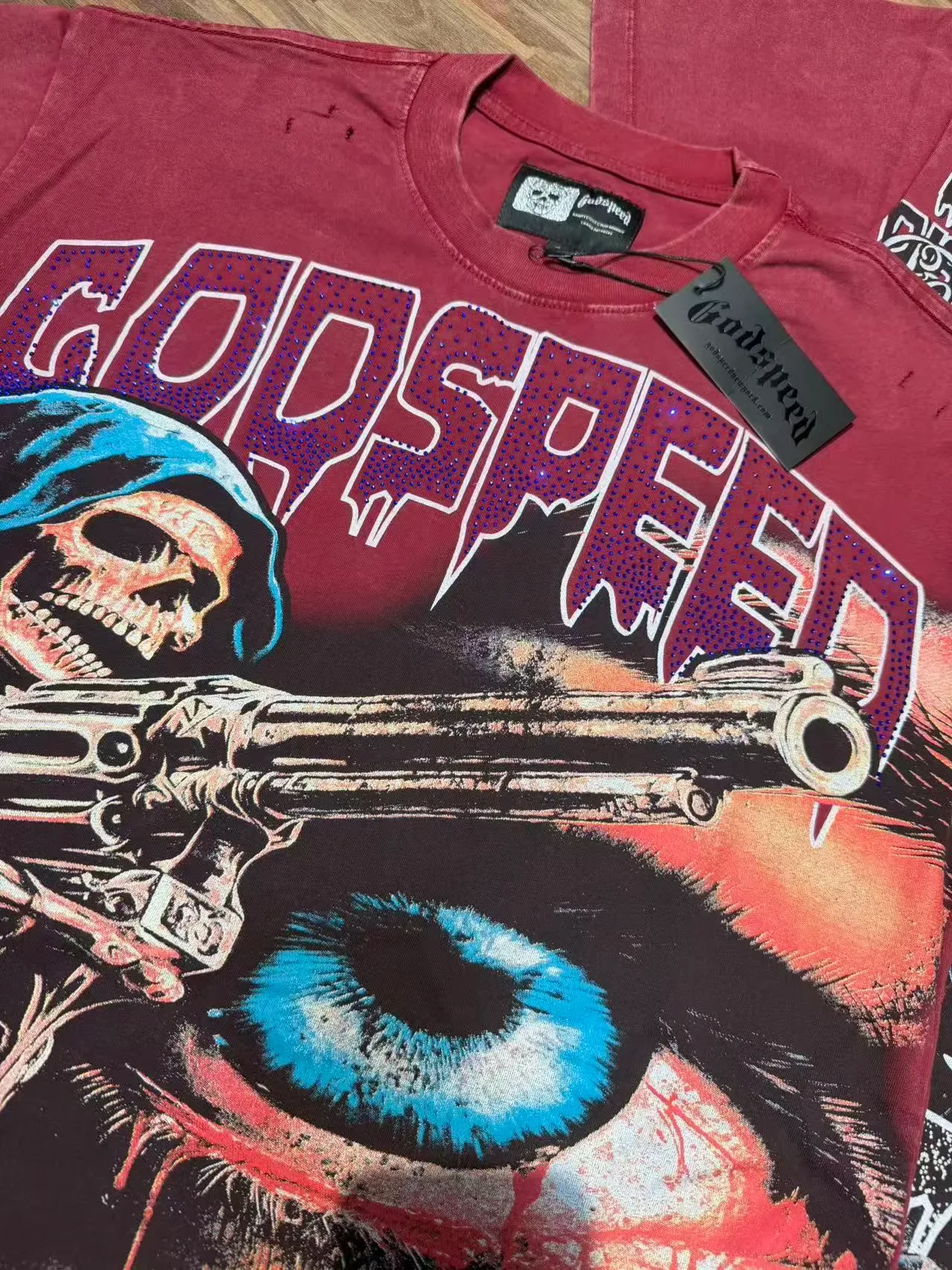 T-shirt Godspeed imprimé graphique bordeaux 5