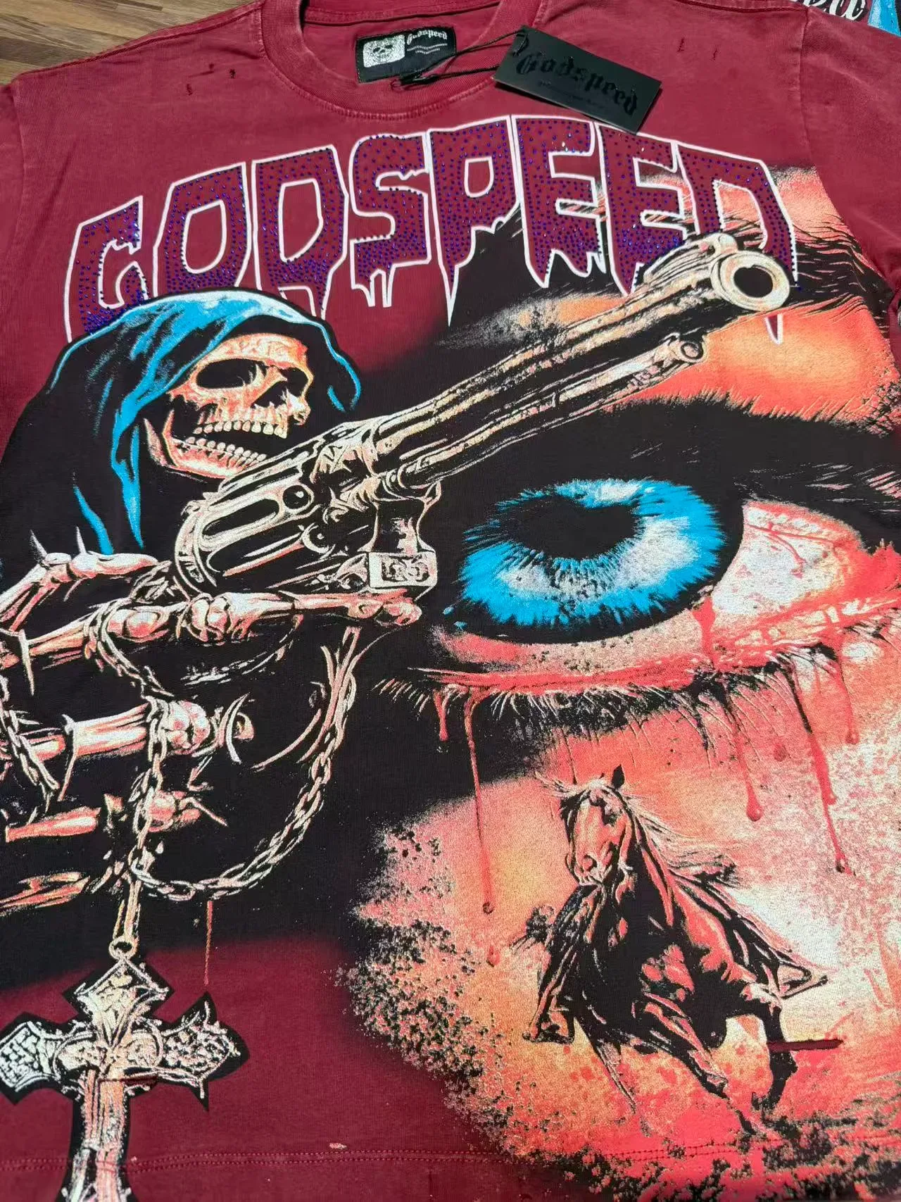 T-shirt Godspeed imprimé graphique bordeaux 6
