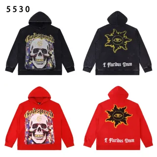 Godspeed Graphic Skull Mosaic Distressed Wash Hoodie