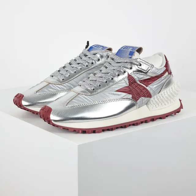 Golden Goose Super-Star Metallic Silver and Red Lifestyle Sneakers 2