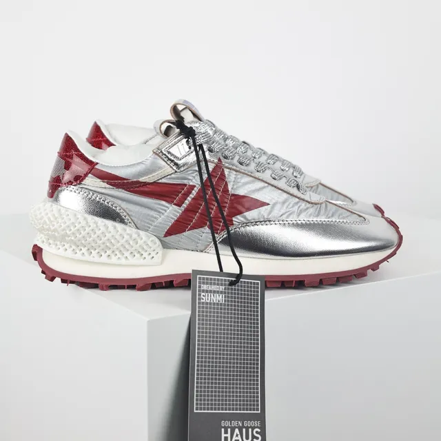 Golden Goose Super-Star Metallic Silver and Red Lifestyle Sneakers 3