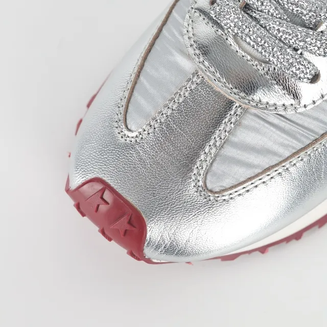 Golden Goose Super-Star Metallic Silver and Red Lifestyle Sneakers 5