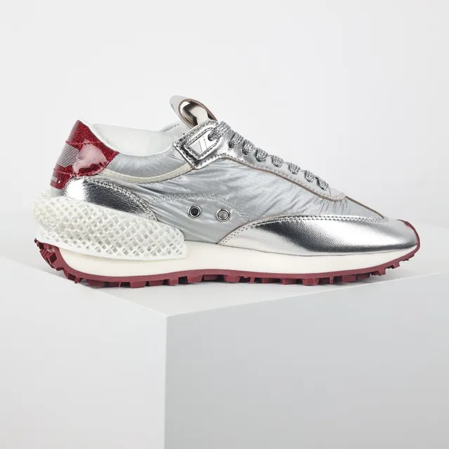Golden Goose Super-Star Metallic Silver and Red Lifestyle Sneakers 7