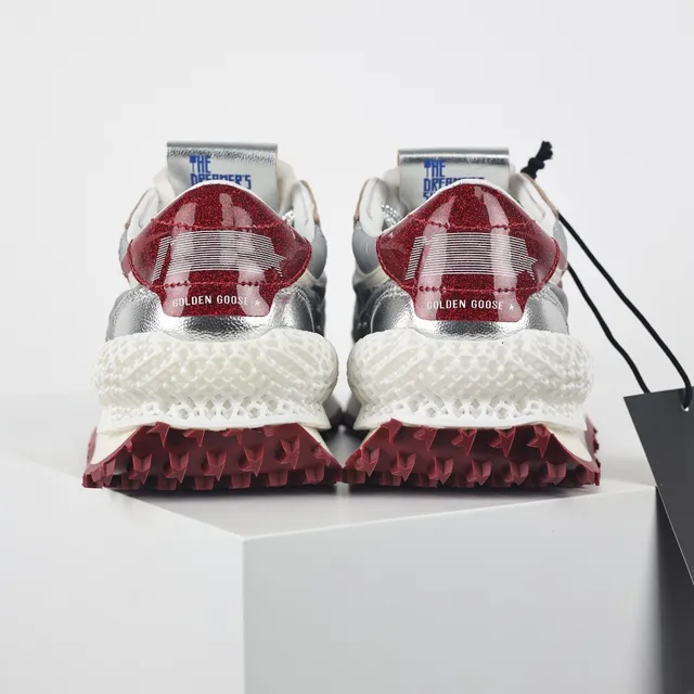 Golden Goose Super-Star Metallic Silver and Red Lifestyle Sneakers 8
