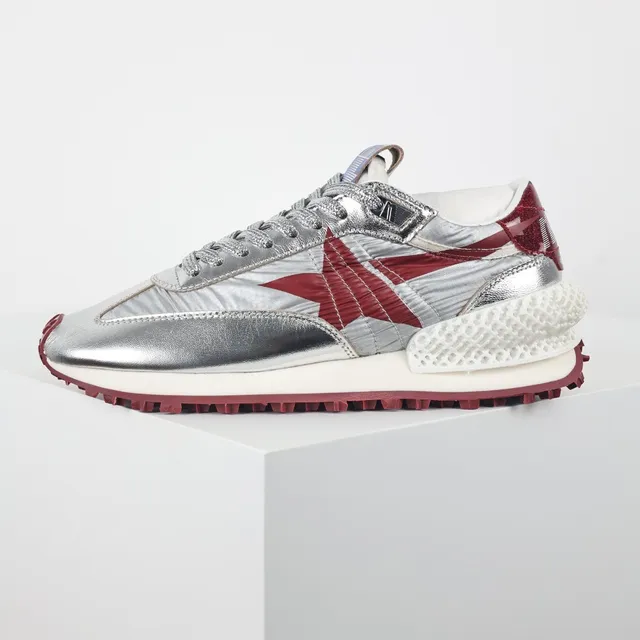 Golden Goose Super-Star Metallic Silver and Red Lifestyle Sneakers 9