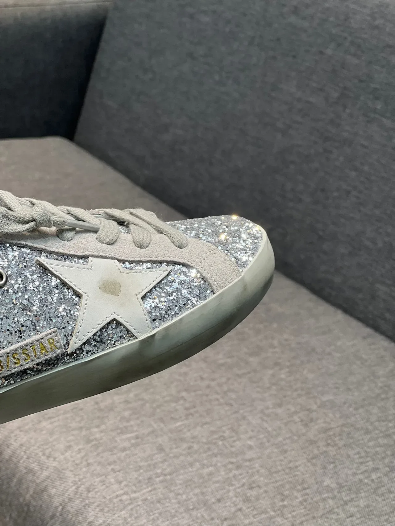 Golden Goose Super-Star Mule রূপালি গ্লিটার লাইফস্টাইল স্নিকার 3