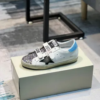Golden Goose Super-Star branco azul Velcro alça brilhante proteção da ponta do dedo estilo de vida sneakers