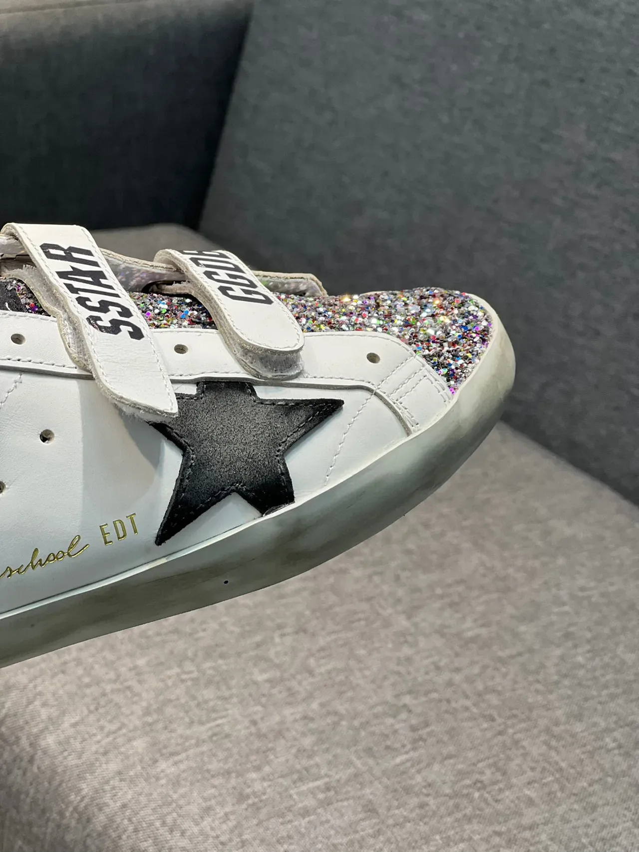 Golden Goose Super-Star blanc bleu Velcro sangle scintillant capuchon d'orteil style de vie sneakers 3